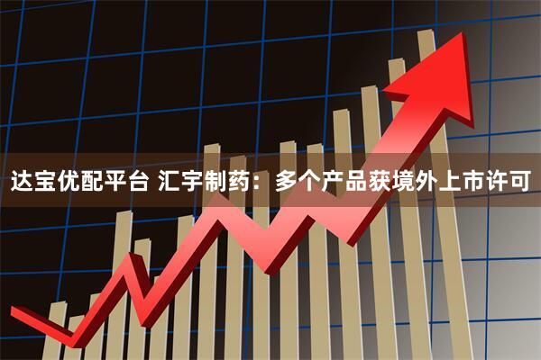 达宝优配平台 汇宇制药：多个产品获境外上市许可